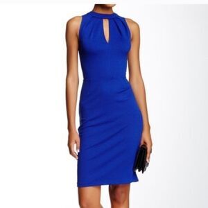 Love Ady blue sleeveless sheath dress with keyhole cotout detail. Size small
